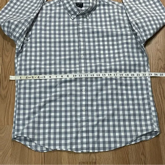J.Crew Mens XL Slim Long Sleeve Button Down Shirt Flex Washed Gray Plaid - Picture 5 of 8
